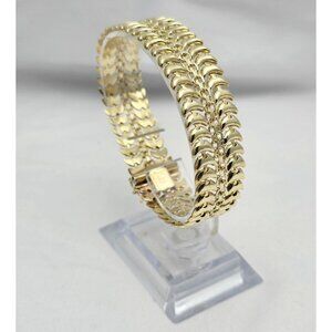 Beautiful 10K Karat Solid Yellow Gold Designer Custom Link Bracelet 7.50" Length